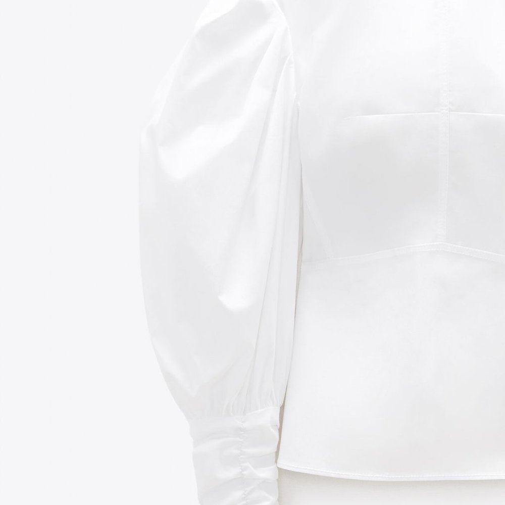 Zara VOLUMINOUS POPLIN TOP White 7851/649-cotton - Picture 4 of 5